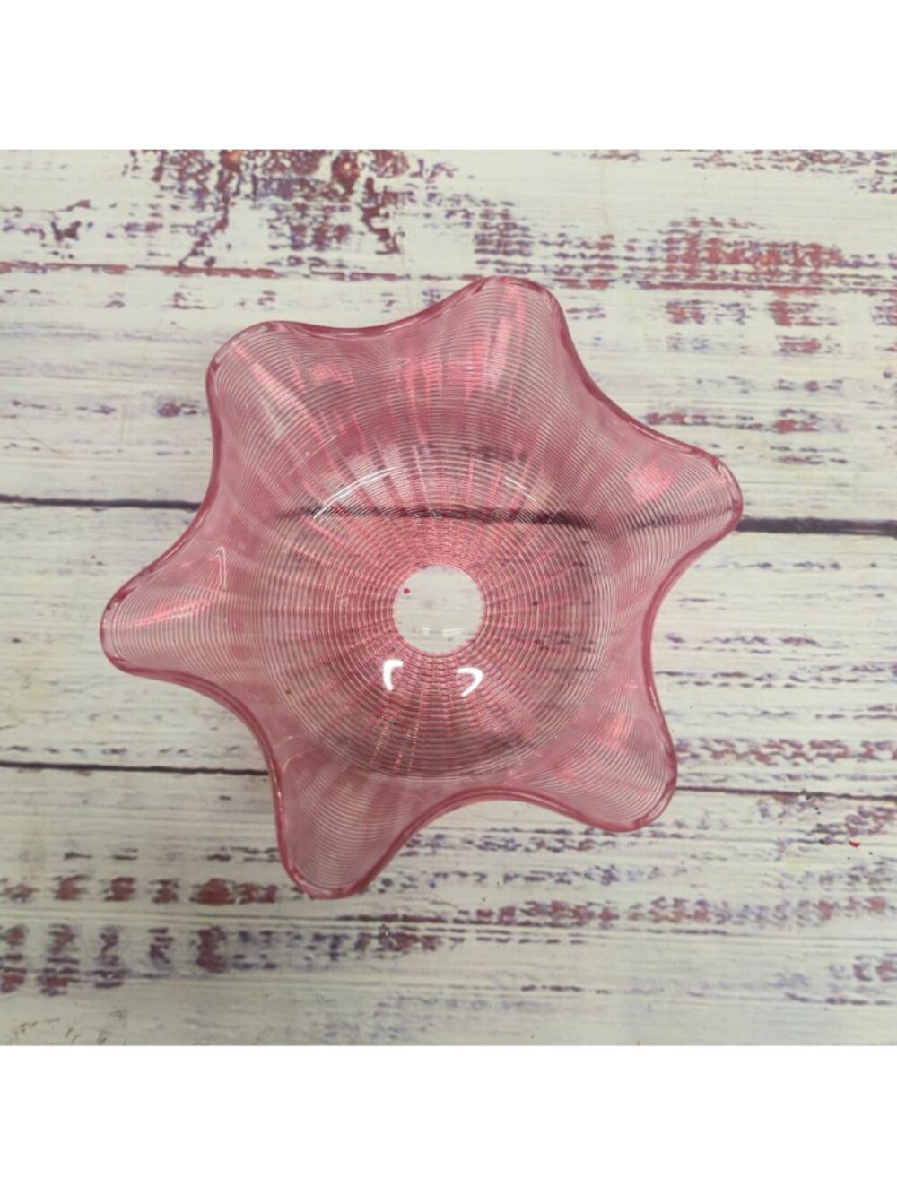 Antique Victorian Cranberry Art Glass Threaded & Ruffled Bowl With Elegant Swirl - Picture 3 of 10